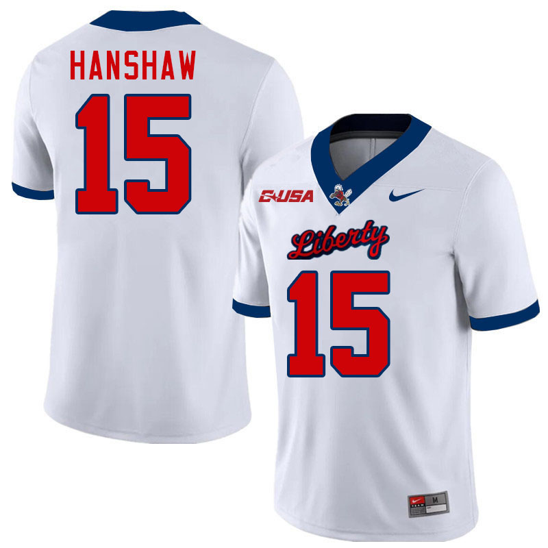 Liberty Flames #15 Bentley Hanshaw College Football Jerseys Stitched-White